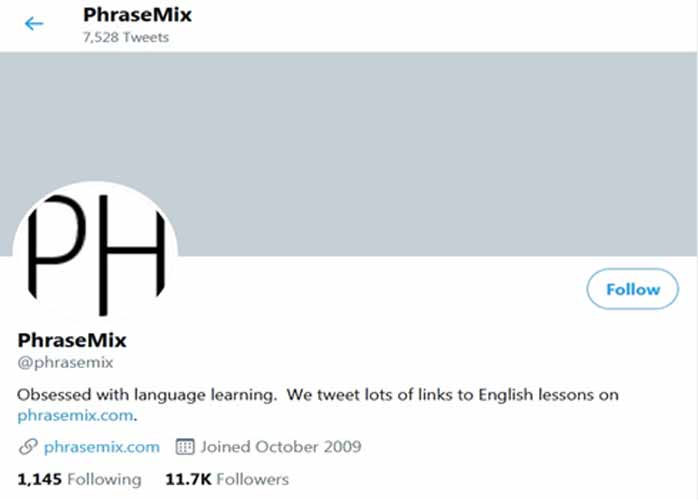 آموزش زبان با توئیتر phrasemix